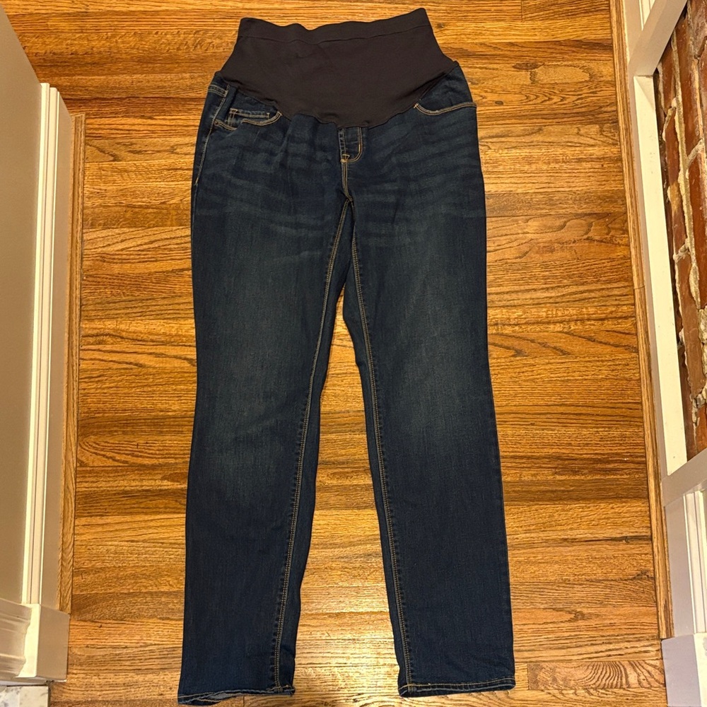 Old Navy Women's Straight Leg Maternity Jeans - Dark Blue